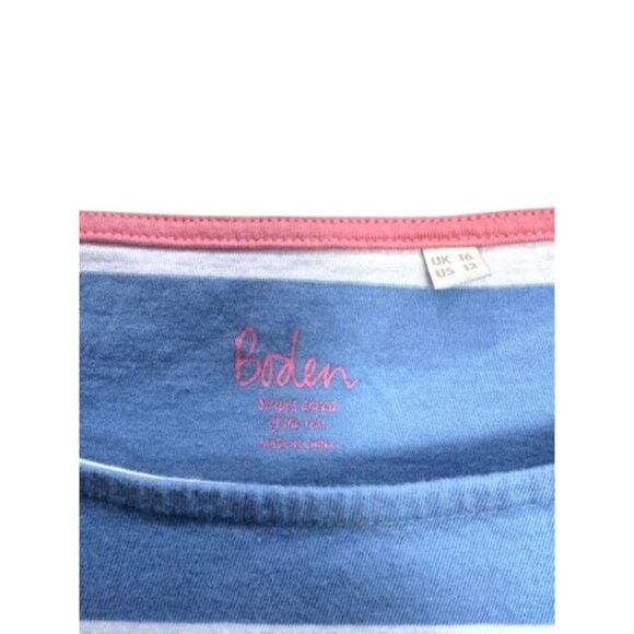 EUC Boden Womens Blue & White Striped Short-Sleeve T-Shirt US 12 - Picture 2 of 10